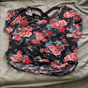 Lightweight black shirt with roses